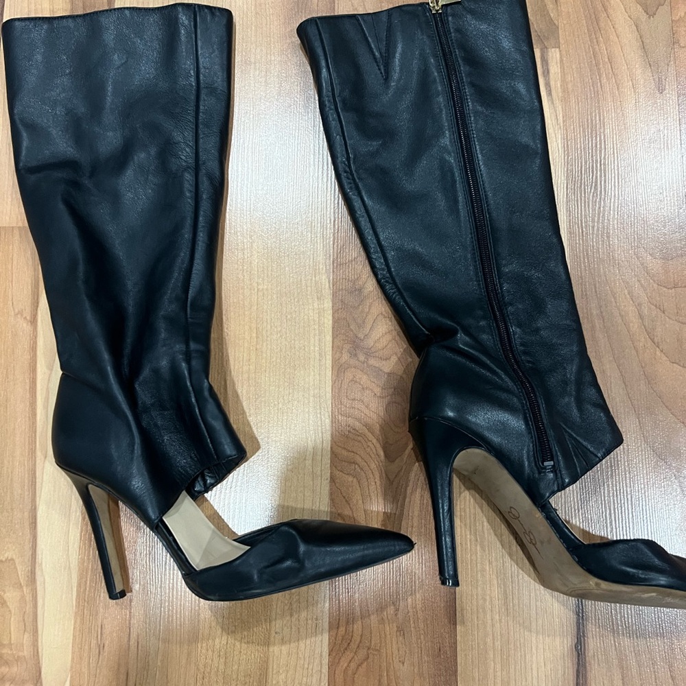 Elegant Black Leather Knee-High Boots